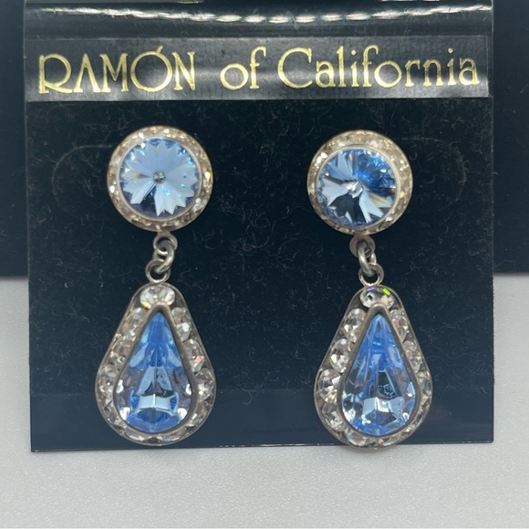 Ramón of California Blue Crystal dangle Earrings - Picture 1 of 7
